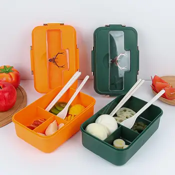 1 Nastavte Lunch Box S Lyžicou Prútika Oddelení Dizajn Plastové Školského Úradu Skladovanie Potravín Kontajner Bento Box Na Každodenné Použitie