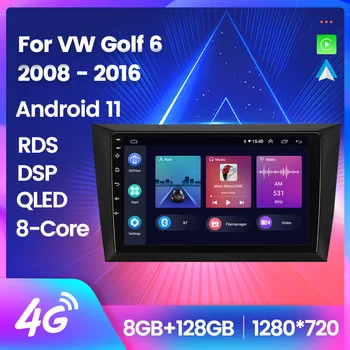 10 Palcový Android 11 autorádio Pre VW Golf 6 2008-2016 je Vybavený 8core GPS Vozidla Hráč Carplay+Auto DSP DVR QLED Obrazovke