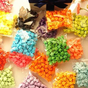 100 ručné origami lucky hviezdy tvorivé dekorácie farebné origami želám star ručné diy Valentína darček.