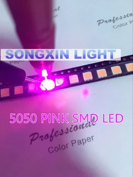 100ks/veľa SMD 5050 ružová smd LED 5050 smd smt ružová led PLCC-6 3-CHIP 5.0*5.0 MM 60Ma-0,2 W Super Svetlé najlepšia Kvalita Nové