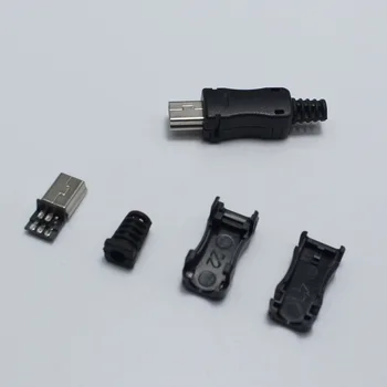 10pcs DIY OTG Mini Type B, USB 5Pin Zváranie Samec Konektor pre nabíjačku 4 v 1 Konektor pre Adaptér, Čierna