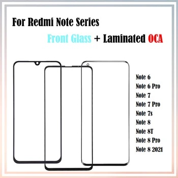 10Pcs Pre Xiao Redmi Poznámka 7s 8T Poznámka 6 7 8 Pro 2021 LCD Predné Dotykové Obrazovky Vonkajšie Objektív Sklenený Panel S OCA Lepidlo Laminované