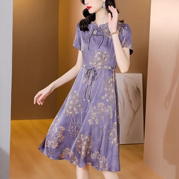 2023 lete nové módne high-end svetlo luxusné chudnutie Yunjin acetát satin vylepšená verzia cheongsam šaty