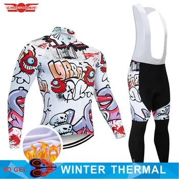 2023 Zimné Cyklistika Dres 9D Nohavice Nastaviť MTB Zábavné Cyklistické Oblečenie Ropa Ciclismo Thermal Fleece Bicykli Bunda Mens Cyklistické Nosenie