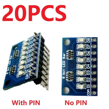 20pcs 3.3 V, 5V 12V 24V 8 Bit Modrá/Červená Spoločná anóda/katóda LED indikátor Modul pre Arduino MEGA2560 ARM MCU PLC Motora