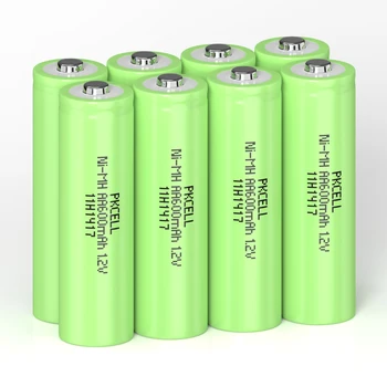 8/12/20PC PKCELL AA batérie 1.2 v, AA nabíjateľné NIMH batérie priemysel Tlačidlo hore 600mah pre solárne svetlo