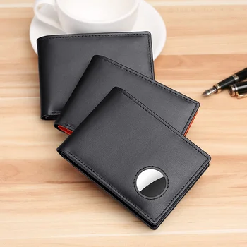 Airtag peňaženky, pánske kožené tracker peňaženky RFID anti-theft kefa kožené klip