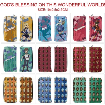 Anime Božie Požehnanie na Tento Nádherný Svet Logo Peňaženky Chlapci Dievčatá Kreditnej Karty Kabelku Lady Zmeniť Kabelku Nové Zips Dlhé Peňaženky