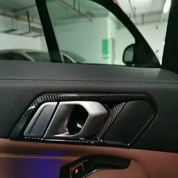 Auto Príslušenstvo Uhlíkových Vlákien Štýl Vnútorné Dvere, Rukoväť Kryt Chytiť Misy Trim Vložte Rám Rám Ozdoba Pre BMW X5 G05 2019 2020