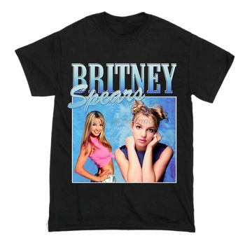 Britney Spears Krásne Fotografie pánske Čierne tričko Lumbálna Bavlna Bežné Tričko Mužov Harajuku Krátky Rukáv Topy Čaj