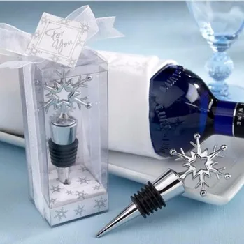 DHL Zadarmo Doprava 100ks/veľa Svadobné zdvorilosti darčeky zliatiny zinku Snowflake tvar Fľaše Vína Zátka