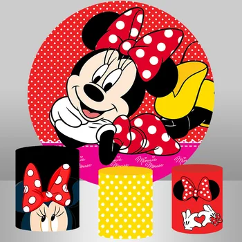 Disney Minnie Mouse Kolo Pozadie Dieťa Narodeniny Pozadie Dievčatá 1. Narodeniny Kolo veko Dekor Photo Booth Photocall