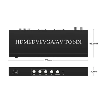 DVI VGA HDMI AV CVBS PAL/NTSC RCA Video L/R Analógový Audio Prevodník na Scaler HD SD 3G BNC SDI pre HDTV