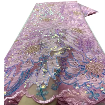 Francúzsky 3D Kvet Oka Tylu Čipky Textílie S korálkami Afriky Flitrami Nášivka Nigérijský Textílie Pre Svadobné Party FYU35