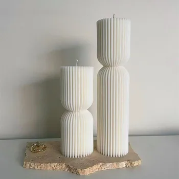 Inovovaný geometrické prúžok valcové sviečky silikónové formy Roman prúžok valcové sviečky silikónové formy Vysoký Pilier Sviečka Plesní