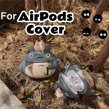 Karikatúra Roztomilý Totoro 3D Prípade Airpods Pro 1 2 3 2021 Plnenie Box Bezdrôtové Slúchadlá Chrániť Kryt pre Vzduch Struky 3. Generácie