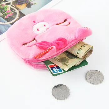 Kolo plyšové dámske peňaženky cartoon zvierat mince kabelku tlačidlo prípade, USB kábel, slúchadlá taška deti skladovanie taška reklama propagácia