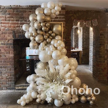 Krém Biela Béžová Balón Arch Nastaviť Svadobné Balóny Garland Nastaviť Svadobné Sprcha Angažovanosti Dieťa Narodeniny Dekorácie