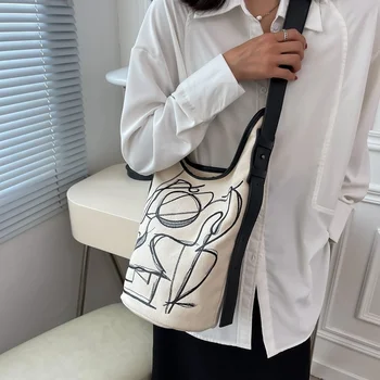 Kórejská verzia literatúry retro kríž márnici trend všestranný graffiti bežné taška cez rameno anime ilustrácia žien taška