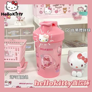 Letné Nové Hello Kitty Priamo Pitnej Vody Fľašu S Miešania Loptu Pohár Diy Nálepky Farbou Roztomilý Študent Fľaša Na Vodu