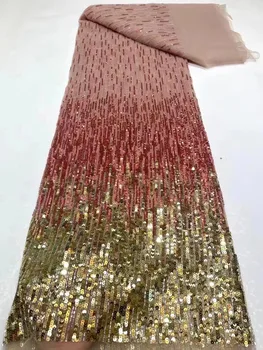 Luxusné Afriky Flitrami Korálkové Čipky Textílie 2023 Vysoko Kvalitnej Čipky 5 Metrov Francúzskej Čipky Textílie Nigérijský Textílie, Čipky Na Šaty