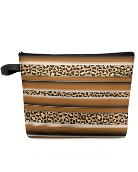 Mexiko Pruhy Leopard Tlač Zvierat Textúry Kože Hnedej Kozmetická Taška Prenosná Make-Up Odkladacie Puzdro Ženy Nepremokavé Peračník