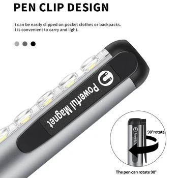 Mini LED Baterka USB Nabíjateľné 300LM 7 COBIntelligent Rýchle Nabíjanie Magnet Pracovné Svetlo Baterky Lampy Svietidlo S Klip