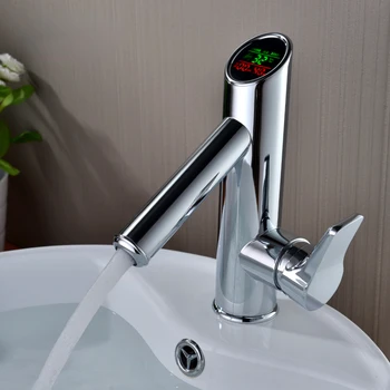 Mosadz Luxusný Dizajn Kúpeľňa Kohútik Tlak Vody Dynamické Digitálny Led Displej Vodovodu