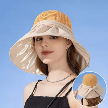 Móda Bowknot Slnko Vedierko Hat Pre Ženy Lete Slamené Klobúky, UV Ochrana Pláži Čiapky Ženské Vonkajšie Široký Okraj Rybár Spp