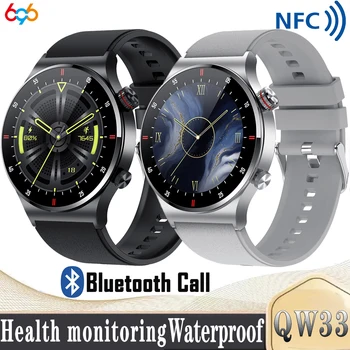NFC Modrý Zub Hovor Smartwatch Mužov EKG PPG Krvný Tlak Sledovať Športové Fitness Bussiness Smart Hodinky IPS QW33 Pre IOS a Android