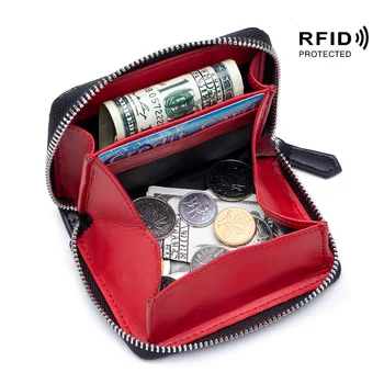 Nové Cowhide Ženy Peňaženky Žena Originálne Kožené Peňaženky RFID Držiteľov Karty Malé Prenosné Mince Kabelku Veľkú Kapacitu Peniaze Taška