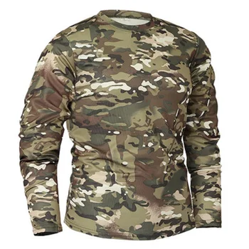 Nové Jeseň Jar Mužov Dlhý Rukáv Taktické Kamufláž T-shirt camisa masculina Rýchle Suché Military Army tričko