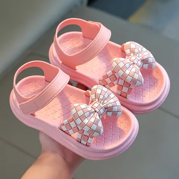 Nové Letné Baby Dievčatá Princezná Sandále Deti Bowtie Otvorené Prst Plážové Sandále Bežné Outdoorové Topánky Od 2 Do 9 Rokov Chaussure Enfant Fille
