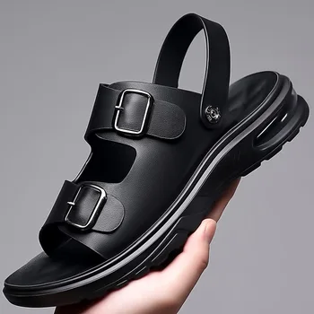 Nové Topánky pre Mužov Lete Originálne Kožené Sandále Módne Papuče Pohodlné Jediným Kožené členkové Topánky Ulici v Pohode Pláže Topánky