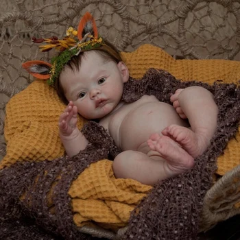 NPK 18-palcové Novorodenca celého tela Vinyl Reborn Baby Doll Lúka Dieťa Veľkosť Reálny Obraz Ručne vyrábané Ručne root Vlasy Viditeľné Žily
