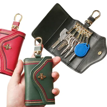 Originálne kožené kľúč, taška ženy jednoduchý univerzálny kľúč prípade veľkú kapacitu multi-funkčné tlačidlo taška mince kabelku mužov tlačidlo peňaženky