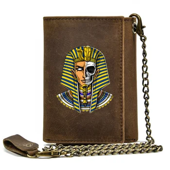 Originálne Kožené Mužov Peňaženky Anti Theft Hasp S Žehlička Reťazca Faraóna v Starovekom Egypte Kryt Držiaka Karty Rfid Krátke Kabelku BT3668