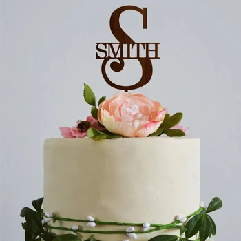 Osobný List S tortu vňaťou Monogram S Tortu Vňaťou Smith Svadobnú Tortu Vňaťou Zlato Počiatočné Rustikálny Tortu Vňaťou