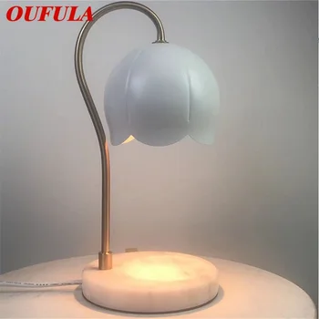 OUFULA Moderné Stolové Lampy, Mramor Sviečka Stolná LED Svetlo pre vnútorné Tvorivé Hotel Spálne Dekorácie