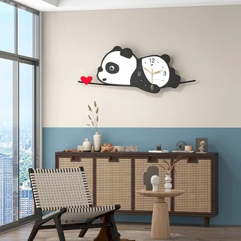Panda Dekoratívne Nástenné Hodiny Obývacia Izba Domácnosti Cartoon Módne Hodiny Moderný Čistý Celebrity Reštaurácia Umenie Hodiny
