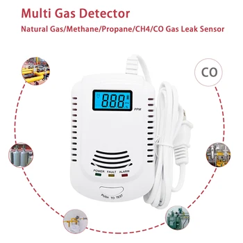 Plug-in Typ Oxid Uhoľnatý Alarm CO Detektor Monitor Horľavé LPG Propán Zemný Plyn Snímač Úniku s LED Digitálny Displej