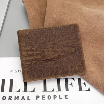 Retro krokodílej kože originálne kožené peňaženky karty kabelku tenké multicard peňaženka pre mužov, kožené bifold módnych peňaženiek muž