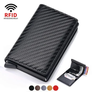 RFID anti-theft kefa automatické kontextové karty bag Ultra-tenké kreditnej karty kovové karty taška Mužov multi-card peňaženky uhlíkových vlákien