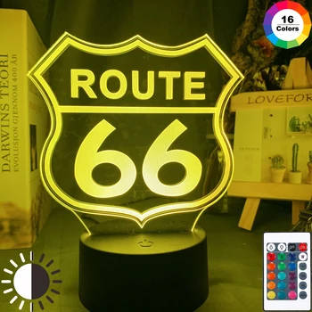 Route 66 Led Nočné Svetlo pre Domáce Dekorácie Gadget Bude Rogers Diaľnici Deti Spálňa Nočného Matka Cestnej stolná Lampa Darček