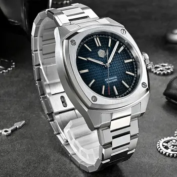 San Martin Luxusné Mužov Športové Potápačské Hodinky Námestie Prípade Gradient Kockovaná Dial Automatické Mechanické Náramkové hodinky 10Bar Sapphire BGW-9