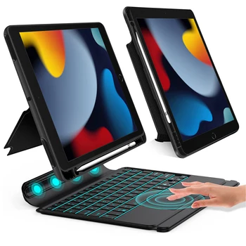Split Wireless Keyboard Case for iPad Apple 10. generácie 2022 s Trackpad RGB Blacklit Bluetooth Klávesnice Smart Folio Dotyk