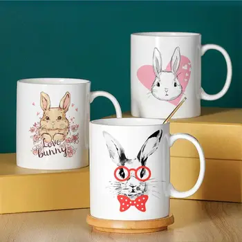 suveníry, darčekové vlastné keramické darček pre deti roztomilý vytlačené králik hrnčeky