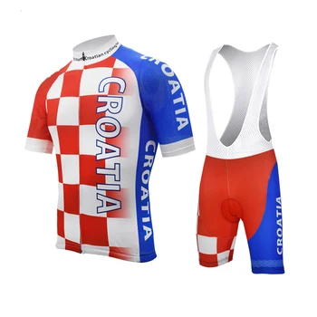 Svet mužov Krajín Vlajky Chorvátsko Krátky Rukáv Cyklistika Vyhovovali Jersey Set Summer Bike Hore Športové Nosenie
