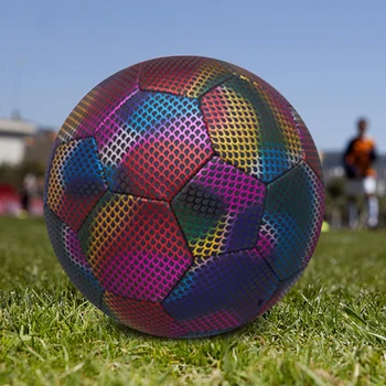 Svietiť V Tme Footballs Anti-Únik vzduchu Holographics Reflexné Futbalový Loptu s Nafukovacím Vynikajúcu Pružnosť, Športové Hračky
