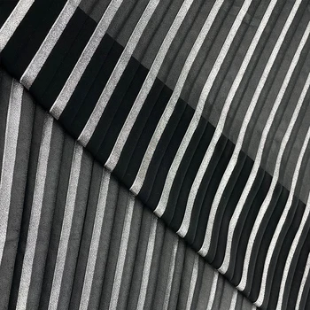 Tenký Čierny Strieborný Prúžok Šifón Šaty Textílie Odevy, Takže Široký 150 cm Metrové